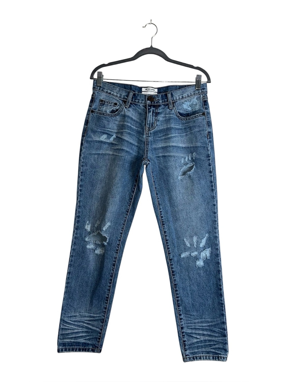 One Teaspoon Distressed Straight Leg Jeans in Blue Wash Sz 28